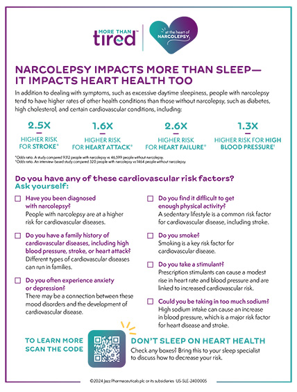 Click the image to download the narcolepsy resource pdf to share with your sleep specialist.