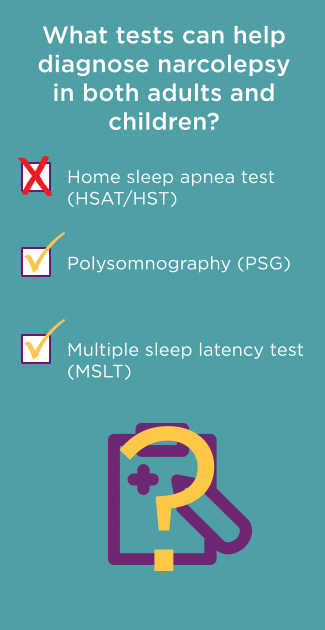 What tests can help diagnose narcolepsy in both adults and children